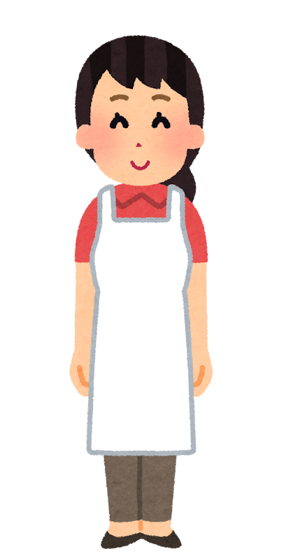 無料イラストエプロン姿で赤ちゃんを抱くお母さんパブリックドメインQ：著作権フリー画像素材集