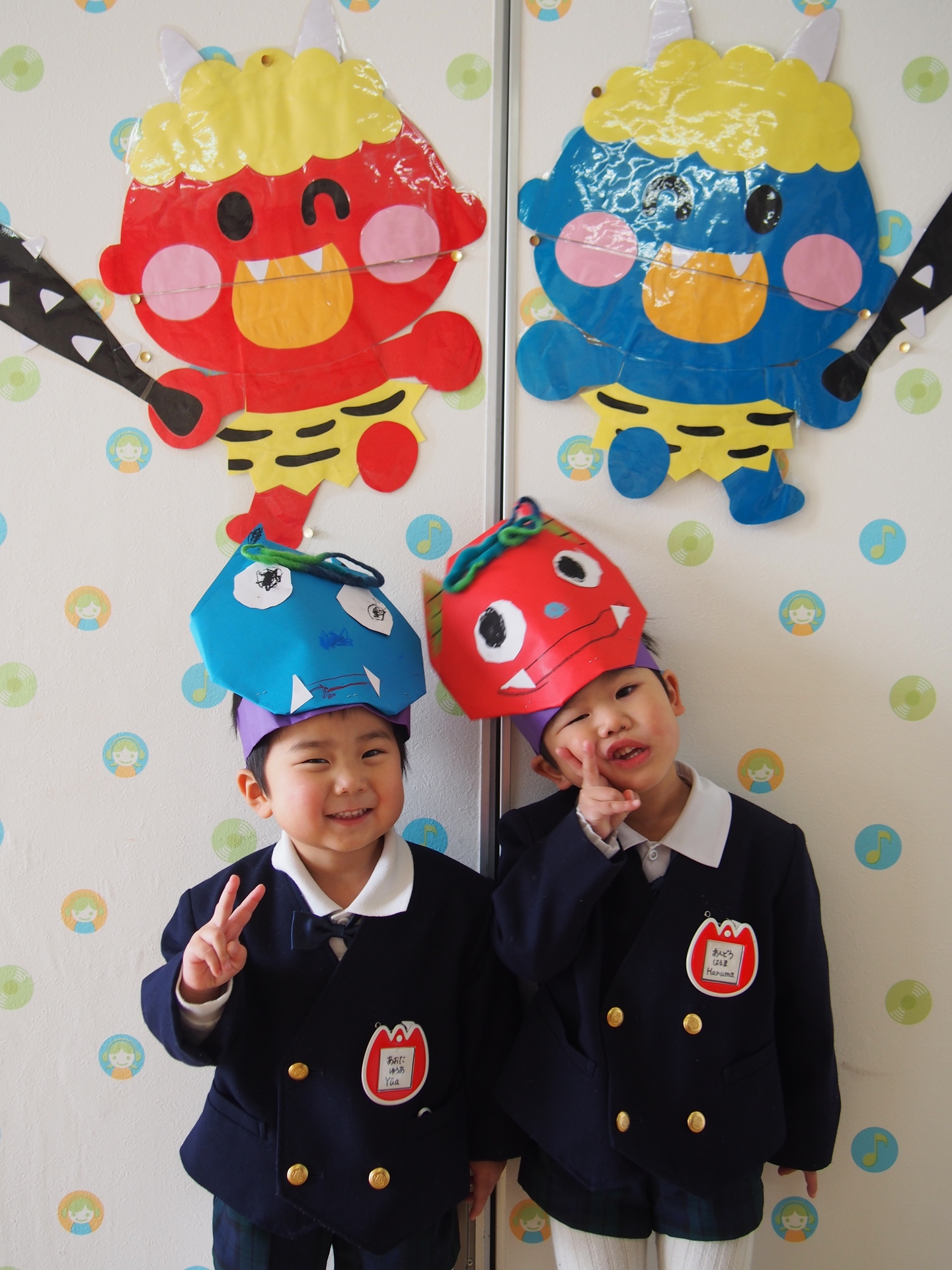 鬼のお面ダウンロード無料節分の保育園制作にかわいい鬼と怖い鬼手作りお面保育教材無料型紙登録不要の