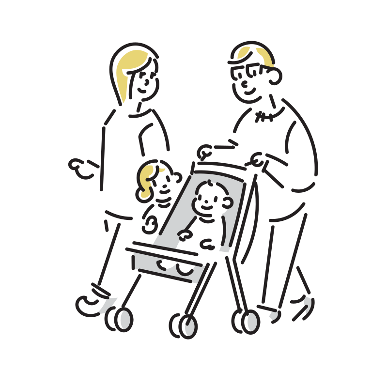 新生活・ステイホーム・家族・手描きイラスト