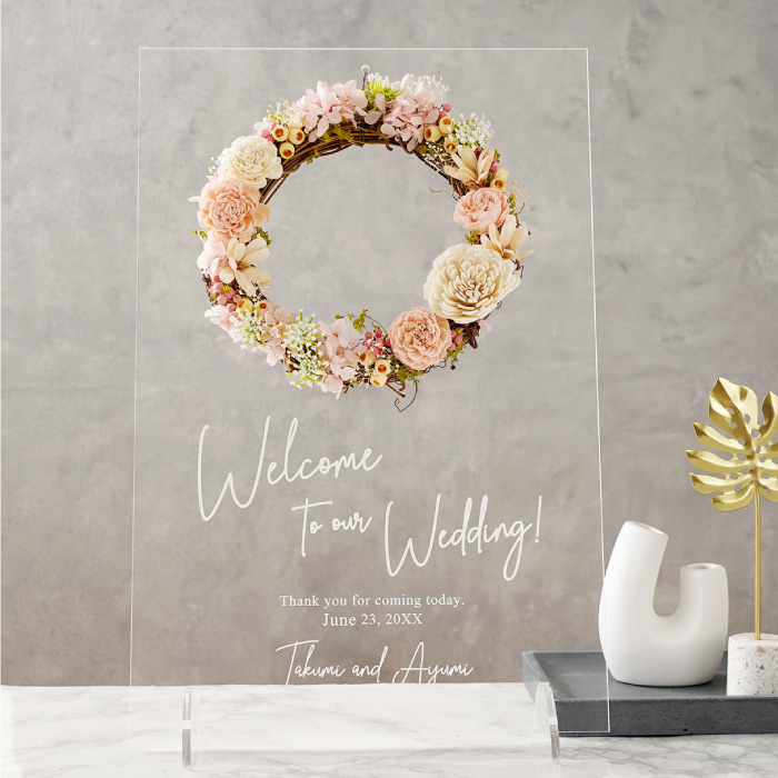 モノトーンフラワー 色・フォントカスタム可能♡オーダーメイドウェルカムボード│ウェディングサイン 結婚式 ウェルカムボード DIYstorePBW通販 1910711Creema クリーマ