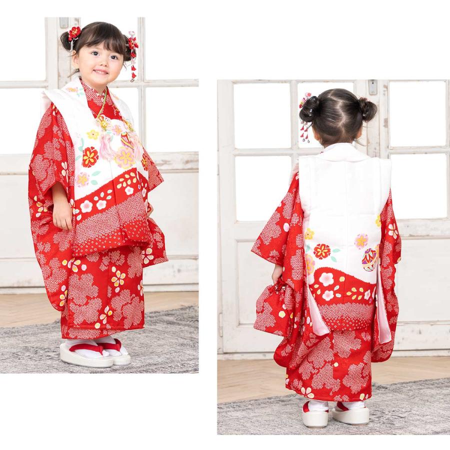 SOUBIEN レンタル 七五三 女の子 3歳 着物 被布 フルセット 白 ホワイト 赤 桜 鹿の子 絞り 手鞠 着物セット 被布セット 753 人気子供着物 創美苑 : きもの館 創美苑 - 通販 - Yahoo!ショッピング