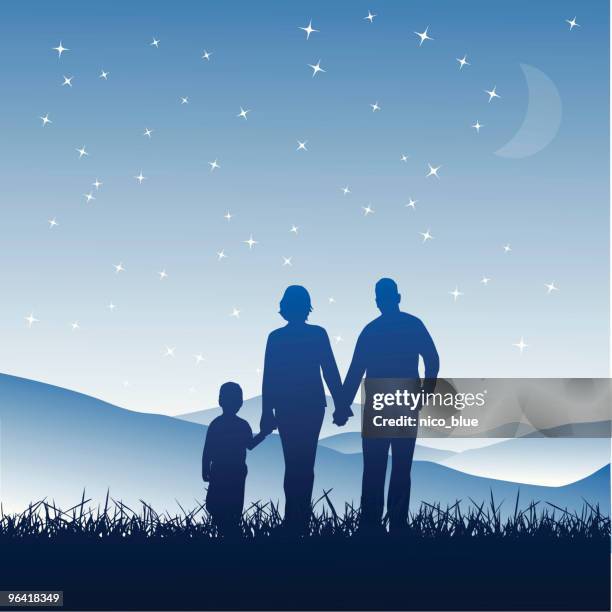 家族３人のシルエット 11002029433 の写真・イラスト素材アマナイメージズ