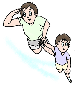 手を繋いで走る兄妹のイラスト素材112568217- PIXTA