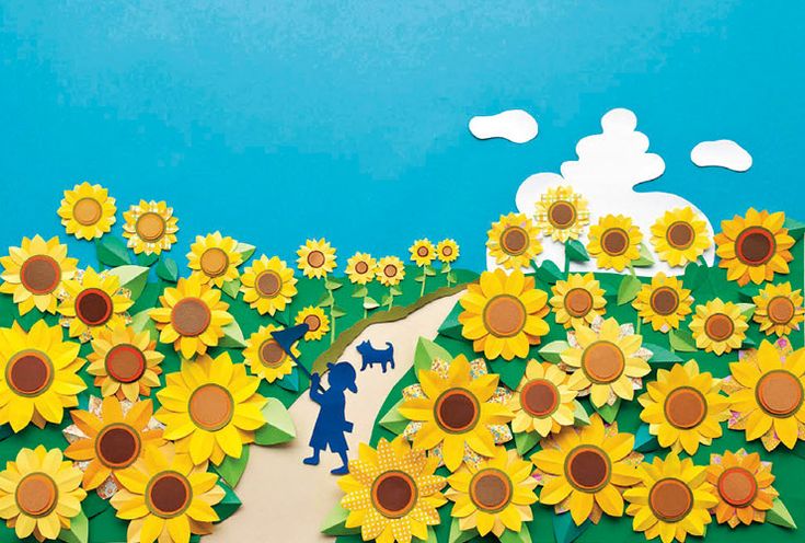 おりがみ 製作 ひまわり 夏 壁面 保育 6月 施設 制作 工作