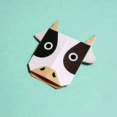 折り紙 うしの顔の折り方 干支 - origami. How to fold Cow face. Zodiac