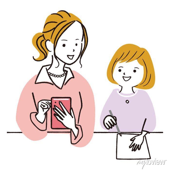 若いお母さんと息子のフリーイラストフリーイラスト・クラシック フリクラ