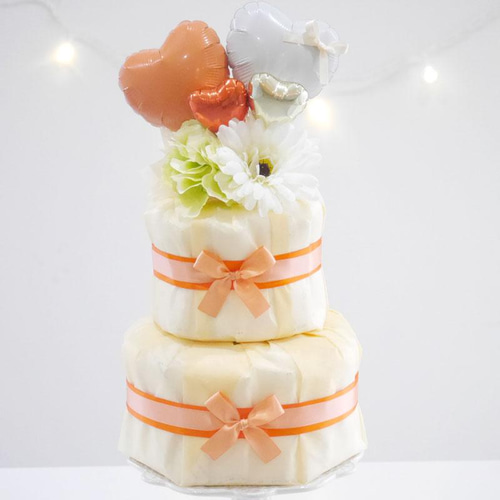 KanonBabys おむつケーキ 女の子 出産祝い 赤ちゃん 誕生日 ベビーシャワー ギフト 3段 Sサイズ