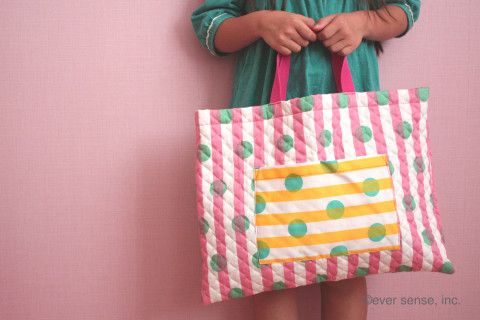 作り方☆あて布つきレッスンバッグ 絵本袋無料型紙工房ことろ