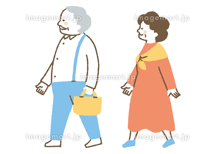 おじいさんとおばあさんが縁側でちょこんと座っている 秋の無料イラスト33484素材Good