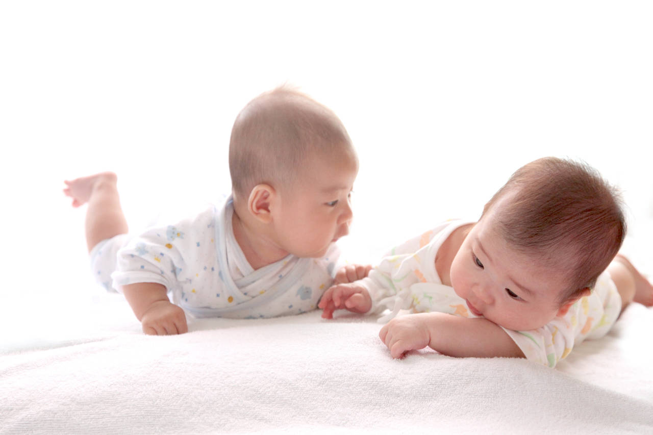 寄り添う双子の赤ちゃん - 京橋経済新聞