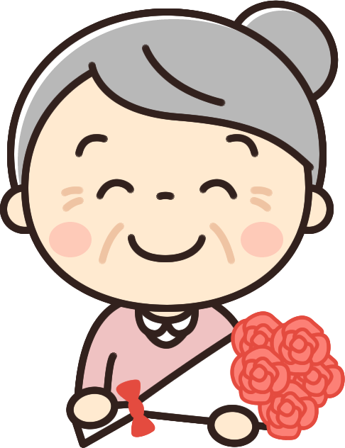 昔話に出てくる優しいおばあさんの無料 フリー イラストかわいい手描きの無料素材「てがきっず」保育園・小学校・介護施設にぴったりのフリー素材イラスト