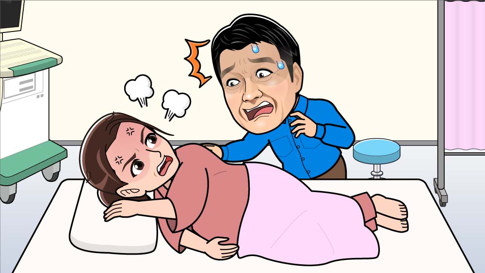 出産あるあるイラスト 「HOW TO いきむ」 by わだあつこさん子育てに役立つ情報満載 すくコムNHKエデュケーショナル