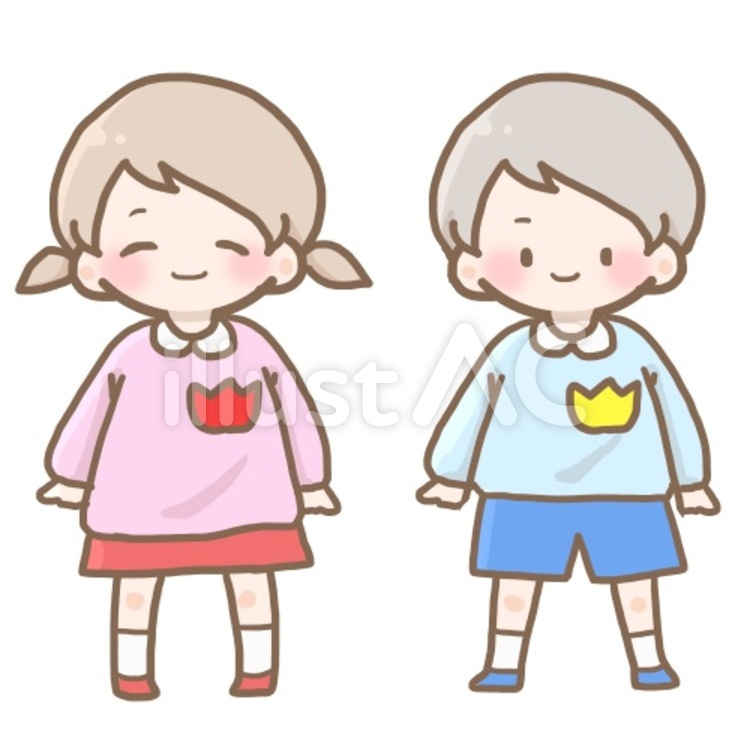 制服の幼稚園児イラスト フリー素材かくぬる素材工房