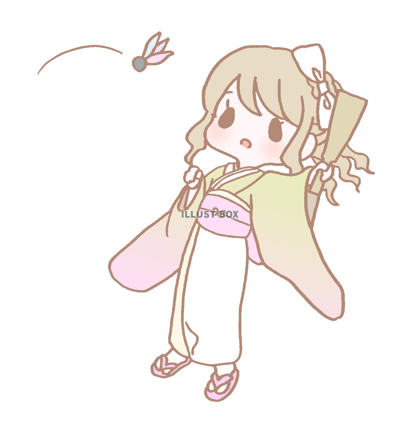 着物の女の子：イラスト無料