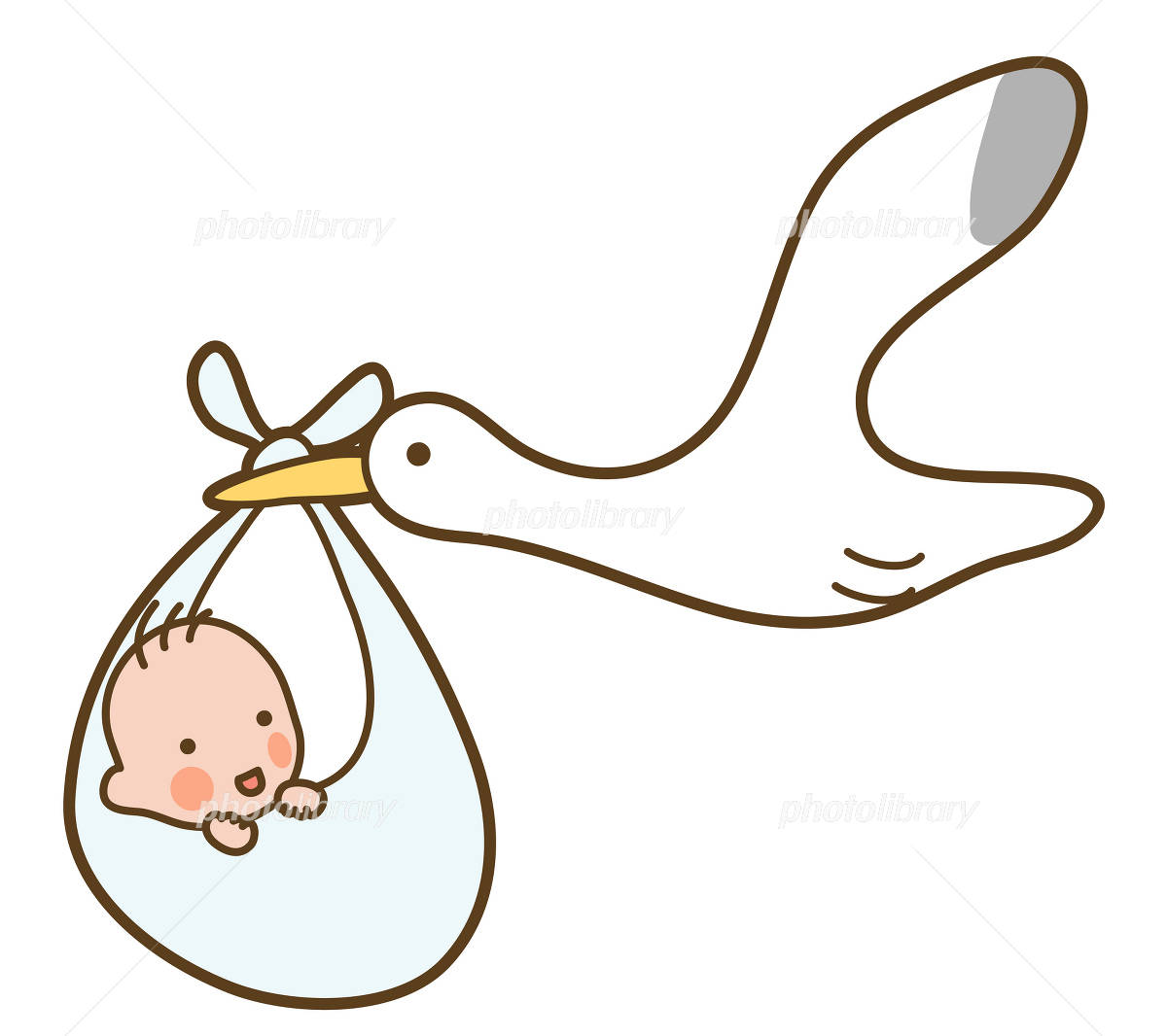 男の子のイラストを届ける愛らしいコウノトリイラスト素材透過、PNGフリー画像ダウンロード - Pngtree