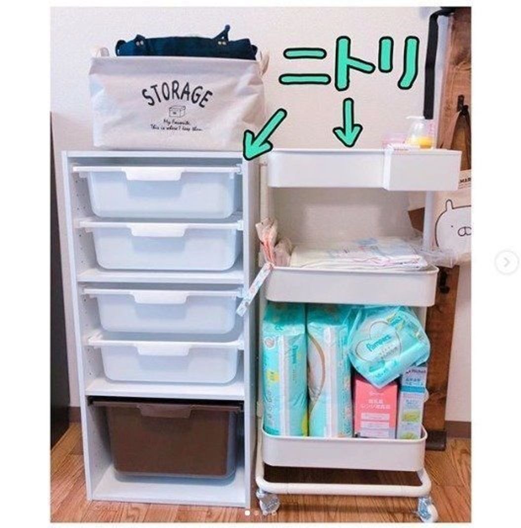 ベビーベッドにかける収納 100均TikTok