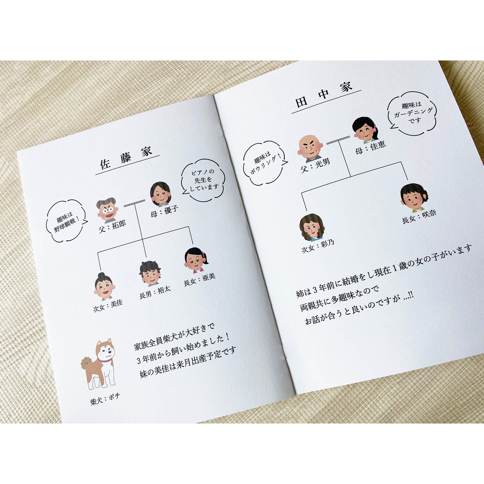 顔合わせのしおり 家族紹介イラストTikTok