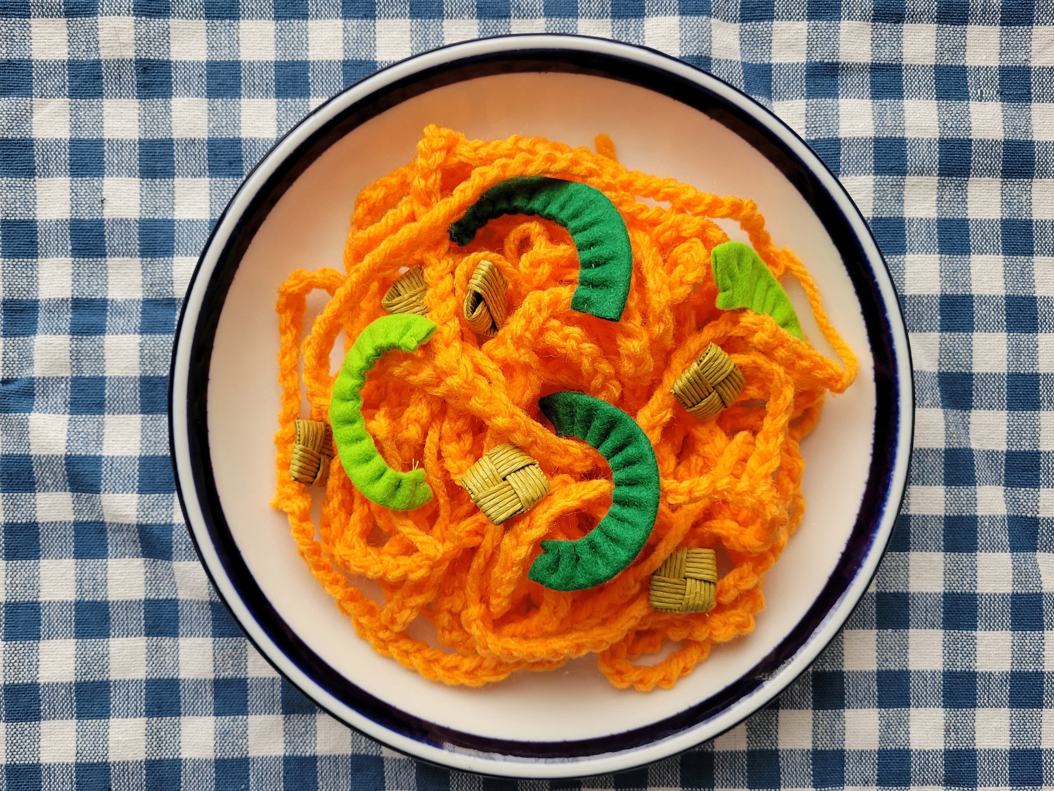 毛糸で冷やし中華作り・中華麺・ままごと・食材・ごっこ遊び❤︎ 833