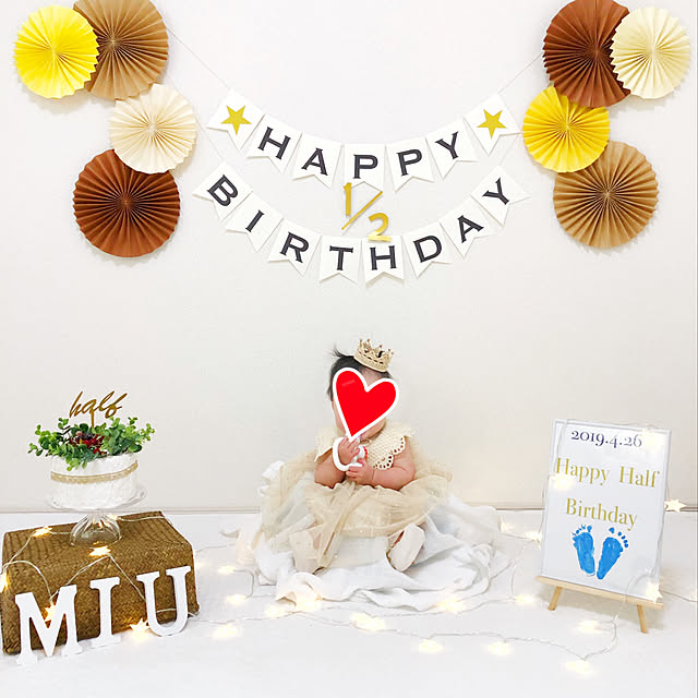 楽天市場 誕生日 飾り バースデー パーティー 飾り付け ガーランド セット 100日祝い ハーフバースデー ペーパーファン 1歳 2歳 3歳happy birthday お祝い ドリーミーパーティーセット regalo : YOU＋