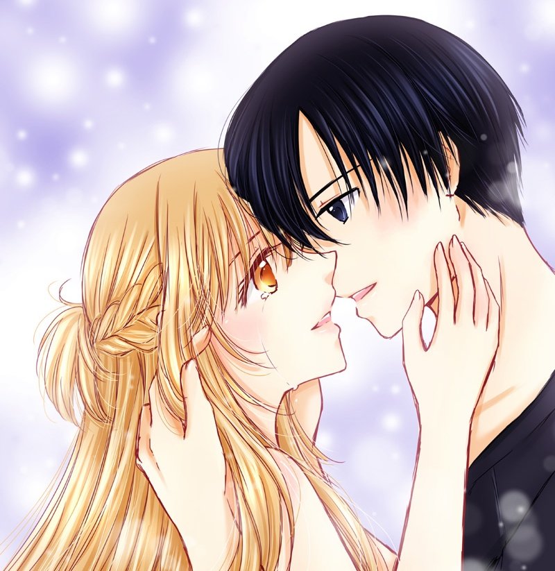 光る太陽とキスをするキリアスとアスナSAOソードアートオンライン 1024x1024px のデスクトップPC用の壁紙高画質壁紙キングダム