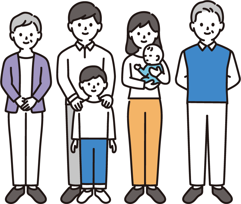 ○家族へのイラストギフト 子育て感謝状 おしゃれシンプル しあわせのブルー○ 似顔絵