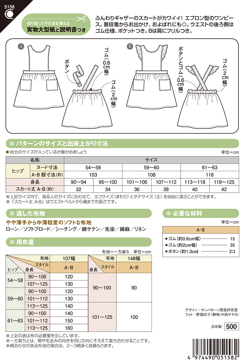 クロス掛けで簡単に着る エプロン 型紙 作り方 初心者向け