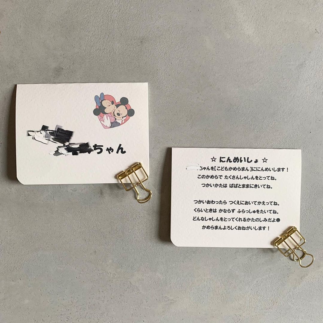 子供ゲスト席札𓍯 1歳未満の子供ゲストには、お菓子セットを準備🍋たまごボーロや、ベビーせんべいなどのお菓子を入れました‪𓂑 𓌈席札は急遽思い立って、残ってた用紙で作りましたが、動物のイラストを付けたら良い感じになりました🦒プレ花嫁プレ花嫁準備プレ‬