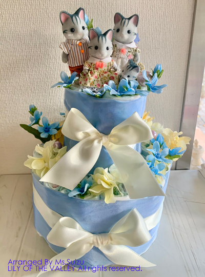 ベアBoy 可愛いドットの男の子用おむつケーキおしゃれなバルーンギフトとおむつケーキ Balloon&Gift ChicoRico