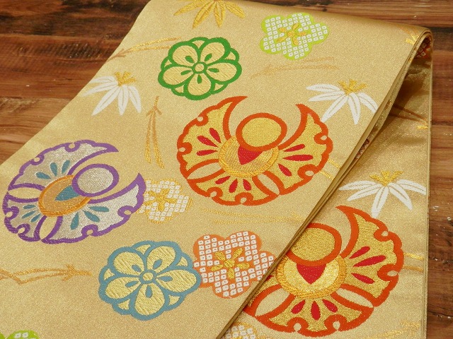 七五三 袋帯 正絹 桐生織 こども・ジュニア用 日本製 全通の女の子用祝