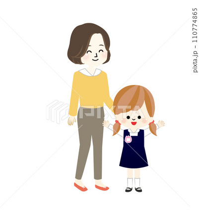 遊ぶ子供と隣で座りながら見守る母親のイラスト素材のイラスト素材87378188- PIXTA