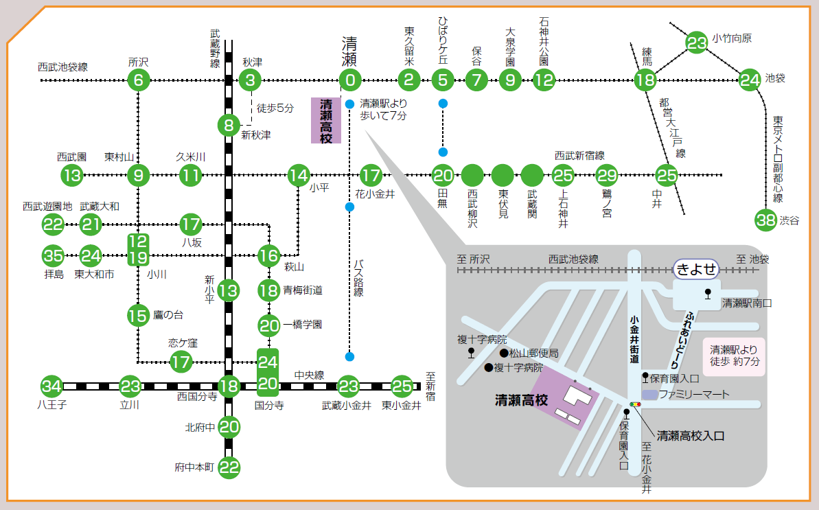 三恵病院｜電車をご利用の場合｜東京都東村山の精神科 西武池袋線 武蔵野線