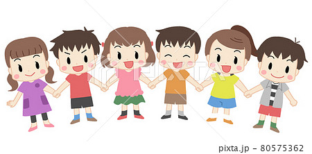 子供とパンダ・うさぎ・くま・猫の手つなぎイラスト素材無料イラスト素材素材ラボ