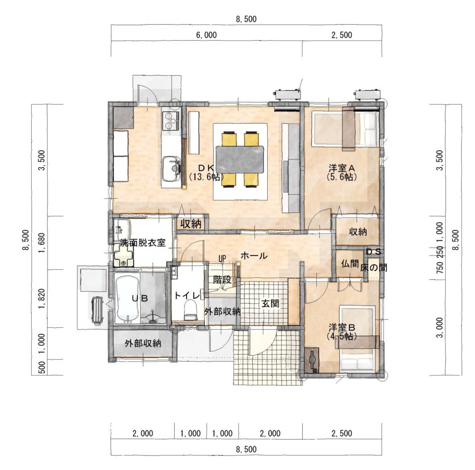 ミニキッチンのある二世帯住宅に母一人』間取りのメリット・ポイントを解説│首都圏の住まいの実例も紹介 - 「優美」な暮らしを叶える注文住宅 ・設計事務所ならスムトコ