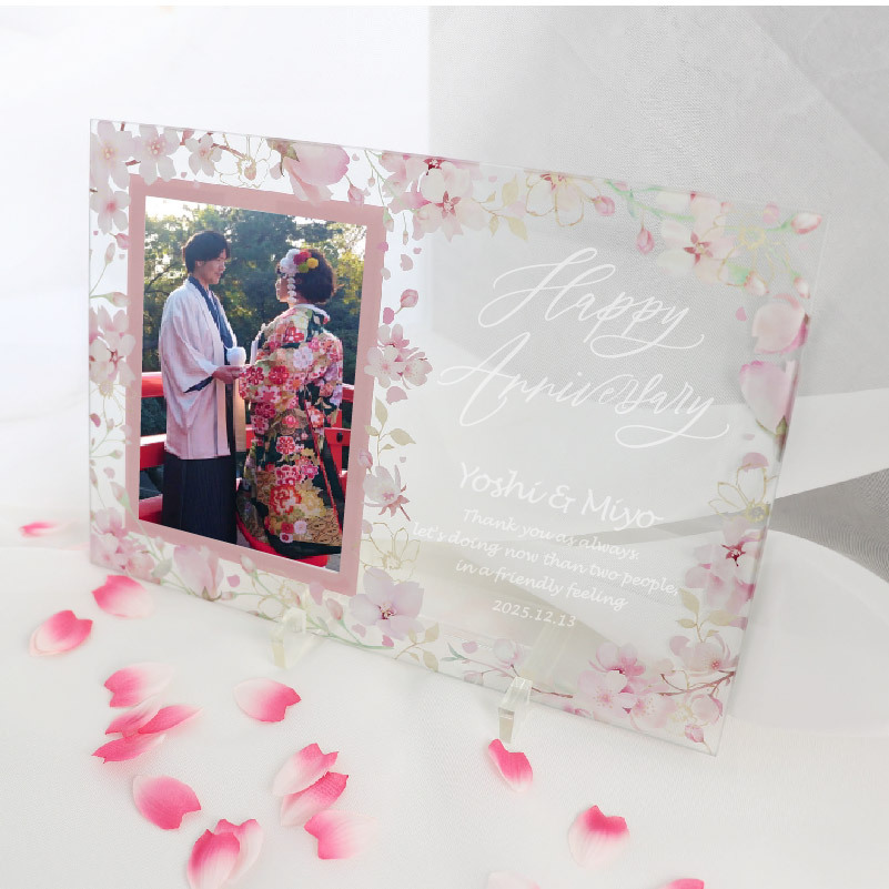 名入れ記念日入り◎結婚祝い 結婚記念日 花婚式 プリザーブドフラワードライフラワーのガーデンウエディングガラスフレーム フォトフレーム・写真立てohanabako 通販 17615845Creema クリーマ
