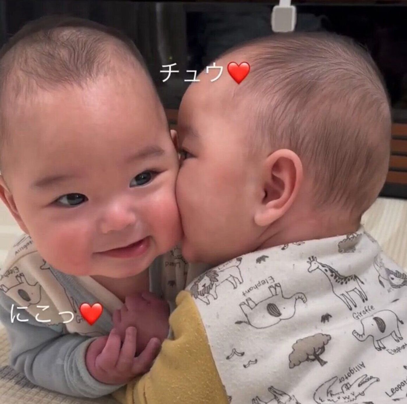 かわいい赤ちゃん＆子ども 泣いてる姉を優しく抱きしめる1才の“双子愛”にほっこり 「可愛いがすぎる」