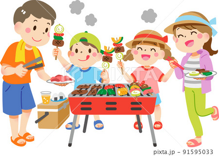 バーベキューをする家族の無料イラストフリーイラスト素材集 ジャパクリップ