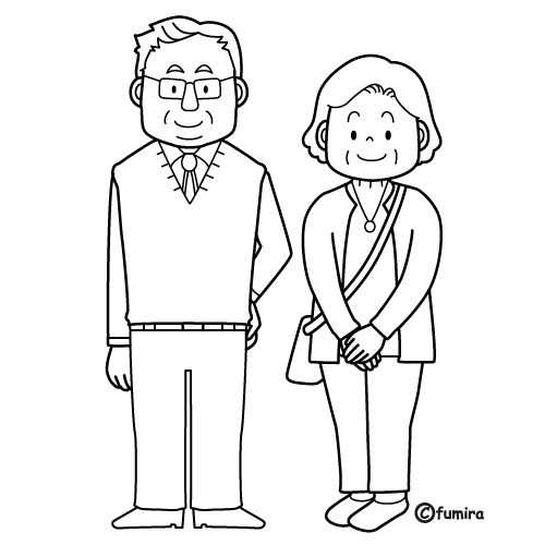 老夫婦のイラスト カラー