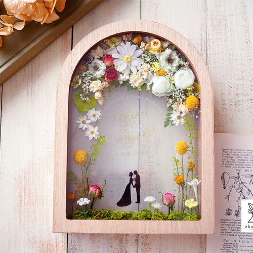 結婚祝い フォトフレーム 名入れ 名前入れ オリジナル スワロフスキー ガラス 結婚式 結婚記念日 ウェディングフォト 写真立て サプライズ ヨコ平