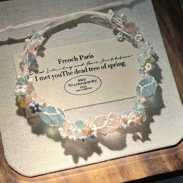 ユニーク 親友やカップルへの手作りプレゼント ピンク水晶アクアマリン原石ブレスレット オリジナル バングル・リストバンド ケンタロウ 通販18031126Creema クリーマ