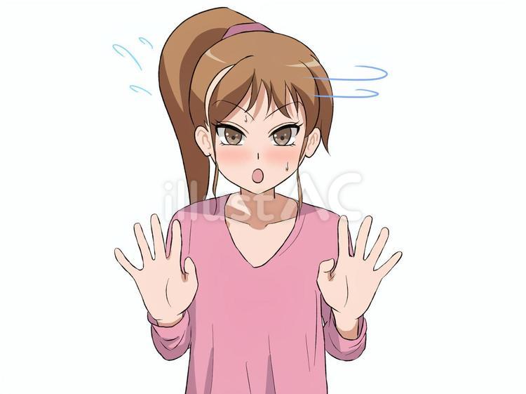 片手を振って否定する女の子 笑顔イラスト - No: 22904987無料イラスト・フリー素材なら「イラストAC」
