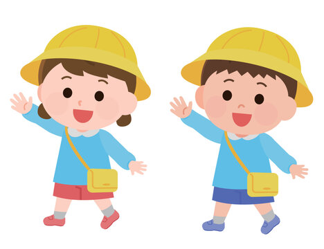 喜ぶ幼稚園児 男の子と女の子 のイラスト無料で使えるイラストサイト – フリー素材Illustrator Factory