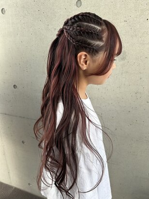 キッズダンスヘア ブレイズコーンロウキッズヘアアレンジ女の子ヘアアレンジキッズヘアヘアアレンジポニーテールダンスヘアキッズダンスヘア三つ編みブレイズコーンロウ