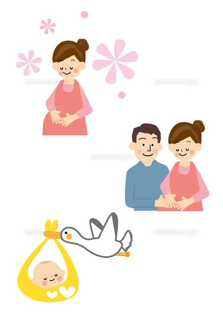 コウノトリと赤ちゃん 青イラストレイン🚂 - イラスト無料素材