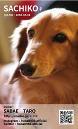 ペット名刺の制作実例犬 多頭飼い の長方形両面ペット名刺w_rec0003