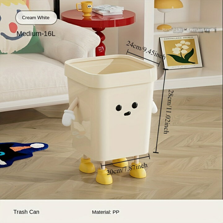 楽天市場 1個の創造的なかわいいゴミ箱、大容量のゴミ箱、家庭、リビングルーム、バスルーム用のプラスチック製のゴミ箱、蓋なし、黄色の足のデザイン :Terapower