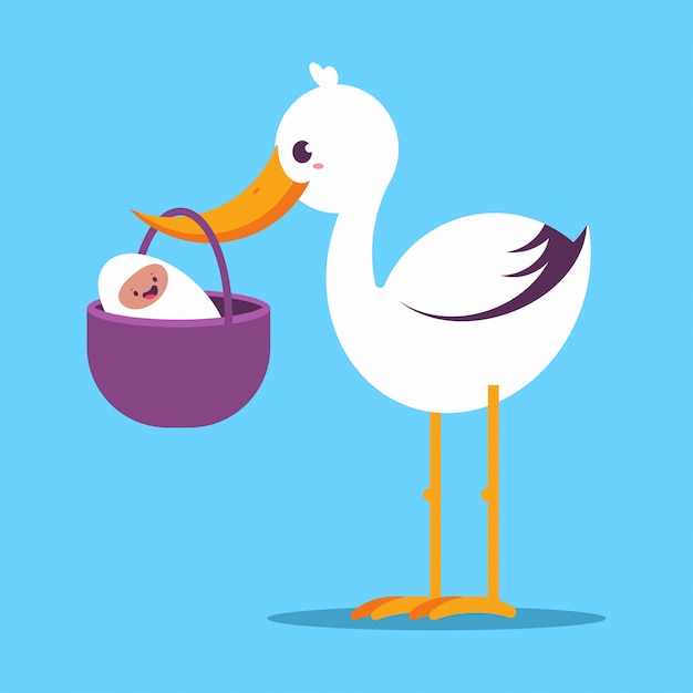 赤ちゃんとコウノトリのイラスト ｂａｂｙ 無料イラスト フリー素材