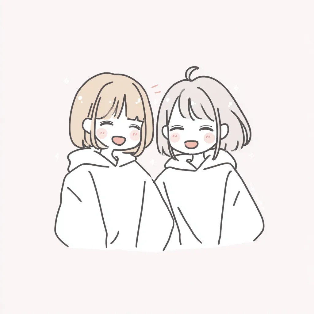 ゆるふわ女の子イラストペア画親友アイコンTikTok