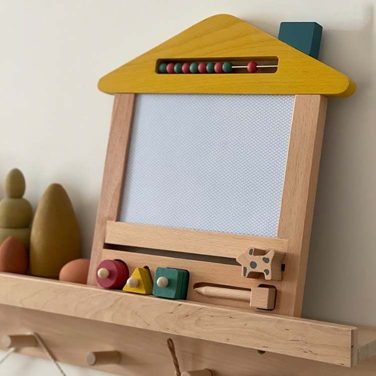 AmazonWooden Teether 2 in 1モンテッソーリ玩具 知育玩具 お絵かきボード おもちゃ お絵描きボード集中力のトレーニング おえかきボード 知育おもちゃ 指先訓練 子供 早期開発 3 4 5 6 7 歳 入学祝い 入園祝い 新年 誕生日 プレゼントクリスマス 31cm*31cmお