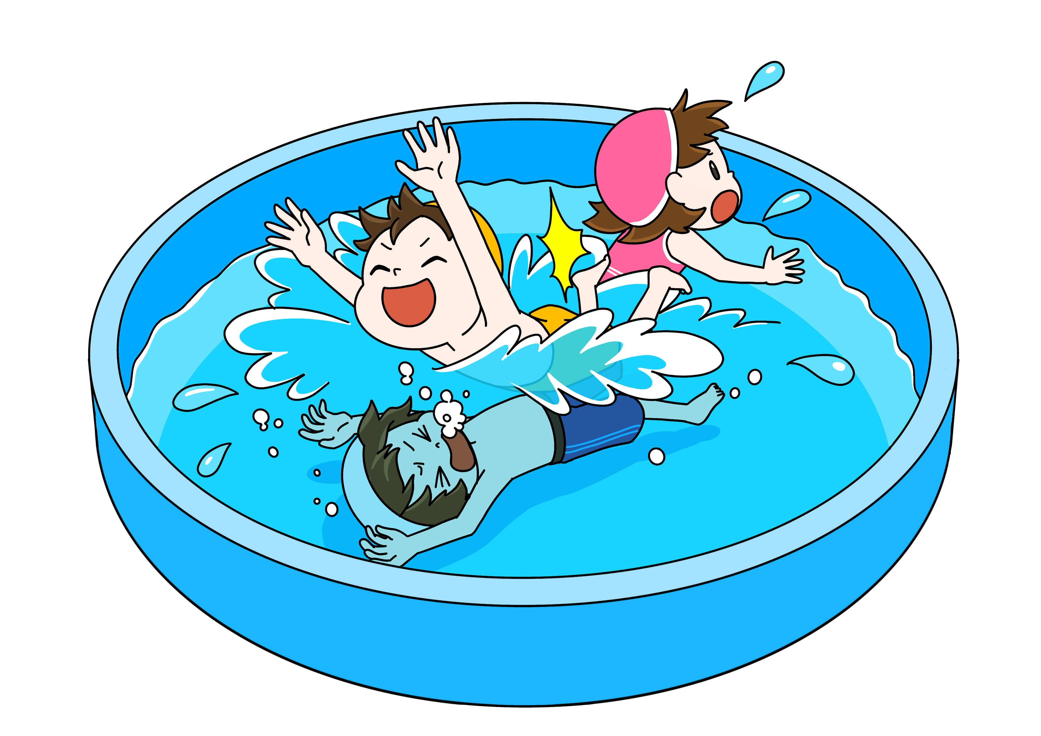 水遊びかわいい手描きの無料素材「てがきっず」保育園・小学校・介護施設にぴったりのフリー素材イラスト