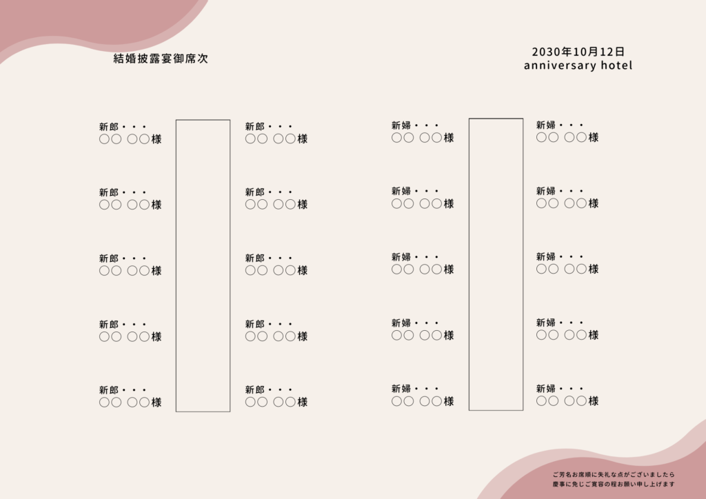 結婚式ペーパーアイテム手作りマナー＆サポート席次表作成マナー - フラップリーズflaplease